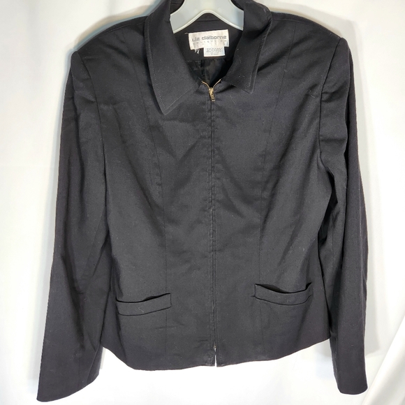 Liz Claiborne Black Full Zip Wool Blend Jacket with Pockets Size Medium - Picture 1 of 6